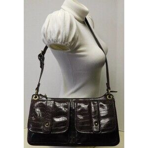 Vera Wang Black Vegan Croc Accordion Crossbody Bag Corporate Siren